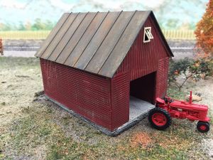 repainted corn crib building